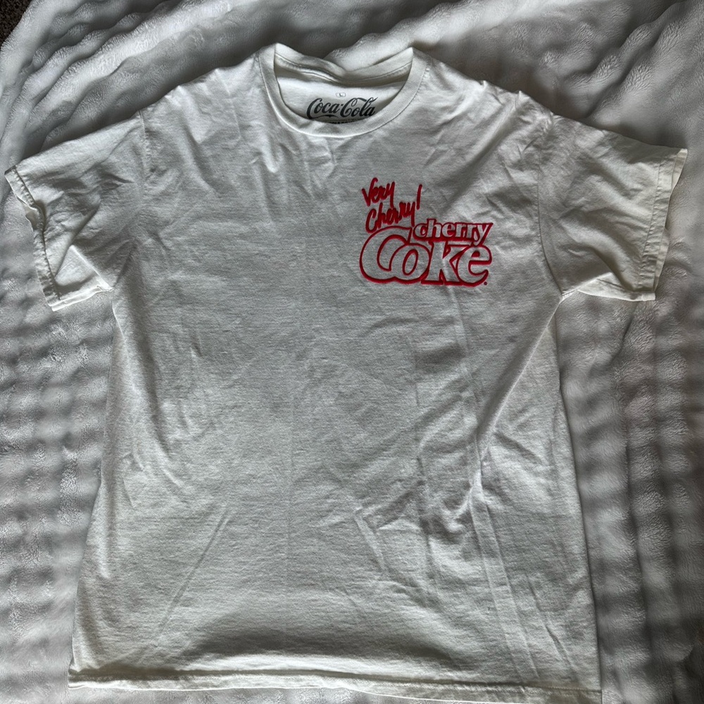 Coca Cola White Tee with Red Cherry Coke Logo